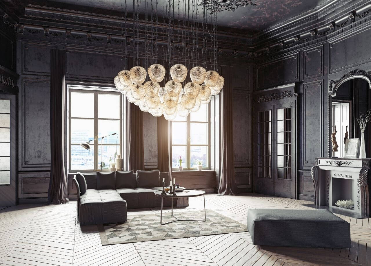 Czarna ściana - sprawdź pomysły na czarną ścianę w salonie i innych wnętrzach - PLN Design-2