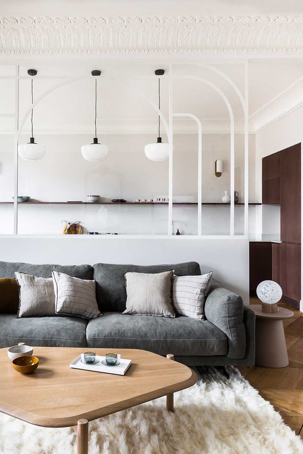 巴黎时尚公寓 | 弧形设计与色彩的完美结合-2