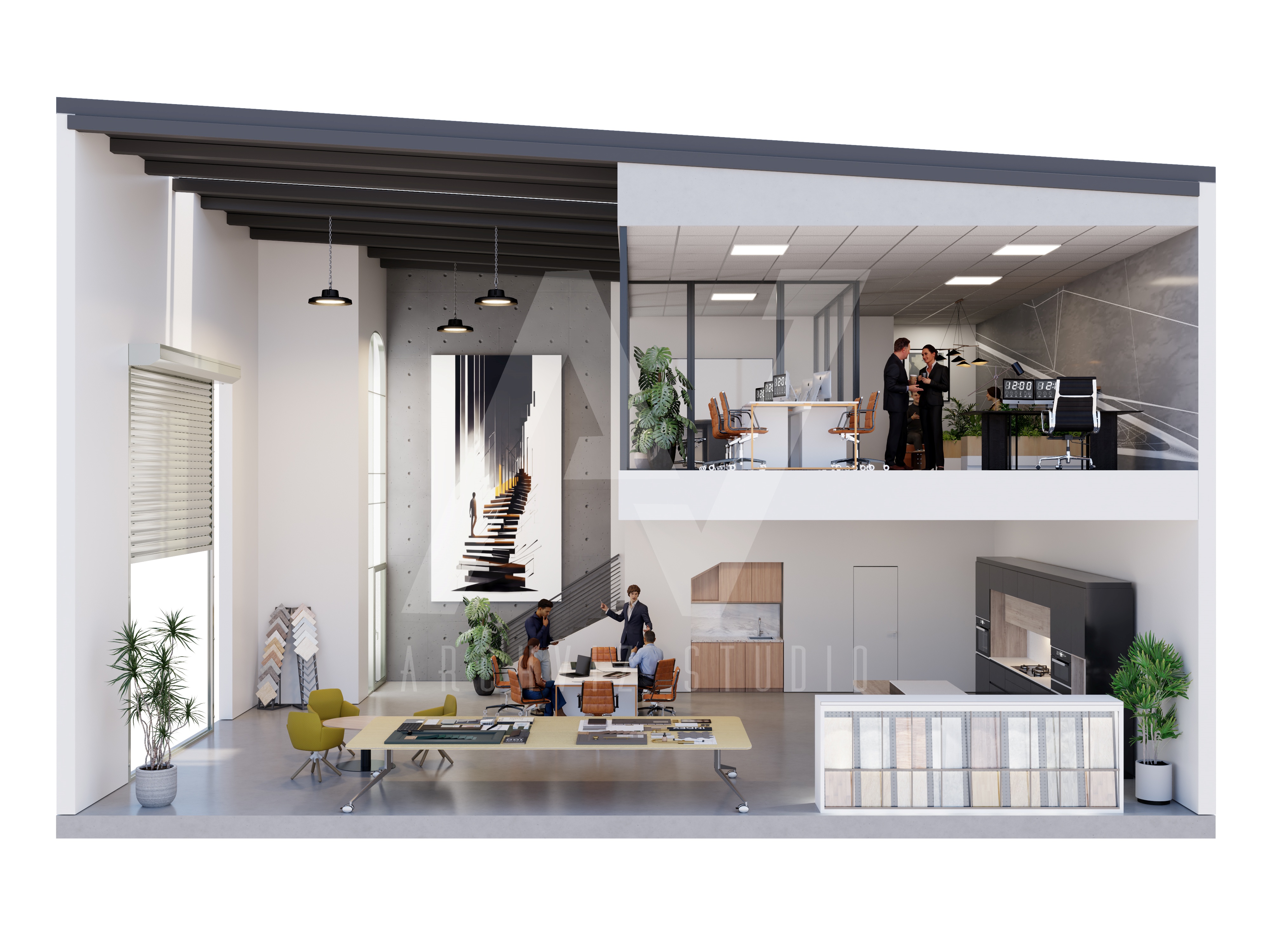 Industrial Complex | 3D Sectional Plans-45