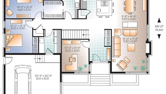 现代一层房屋计划  计划9536-15