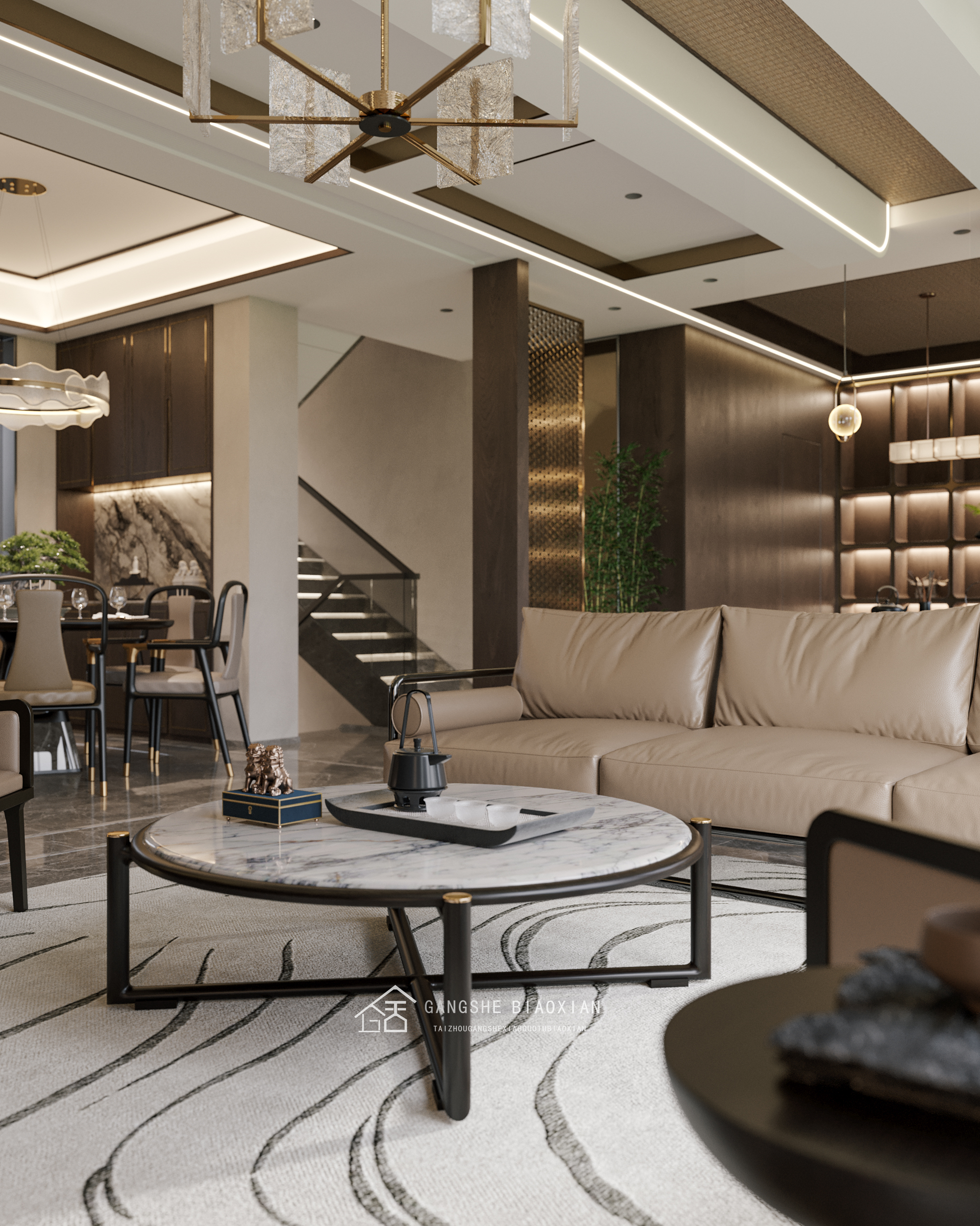 新中式别墅效果图案例丨冈舍效果图高端组-17