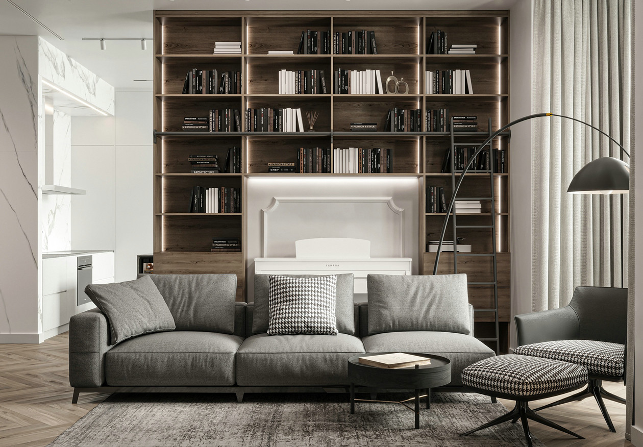 105㎡高级灰色系公寓设计-3