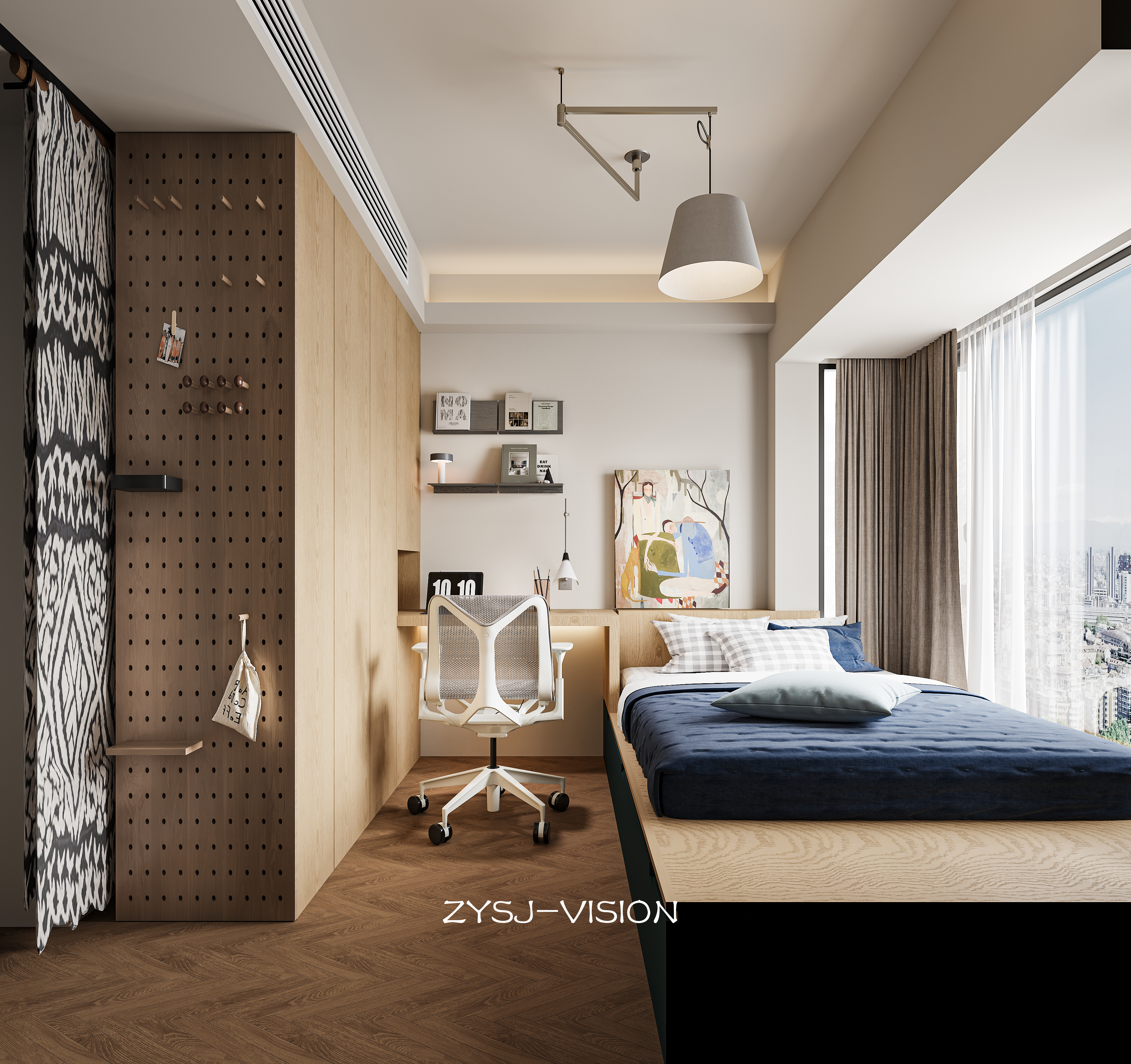 复古与未来的对话 · 一个带猫屋与佛龛的中古风客厅-24