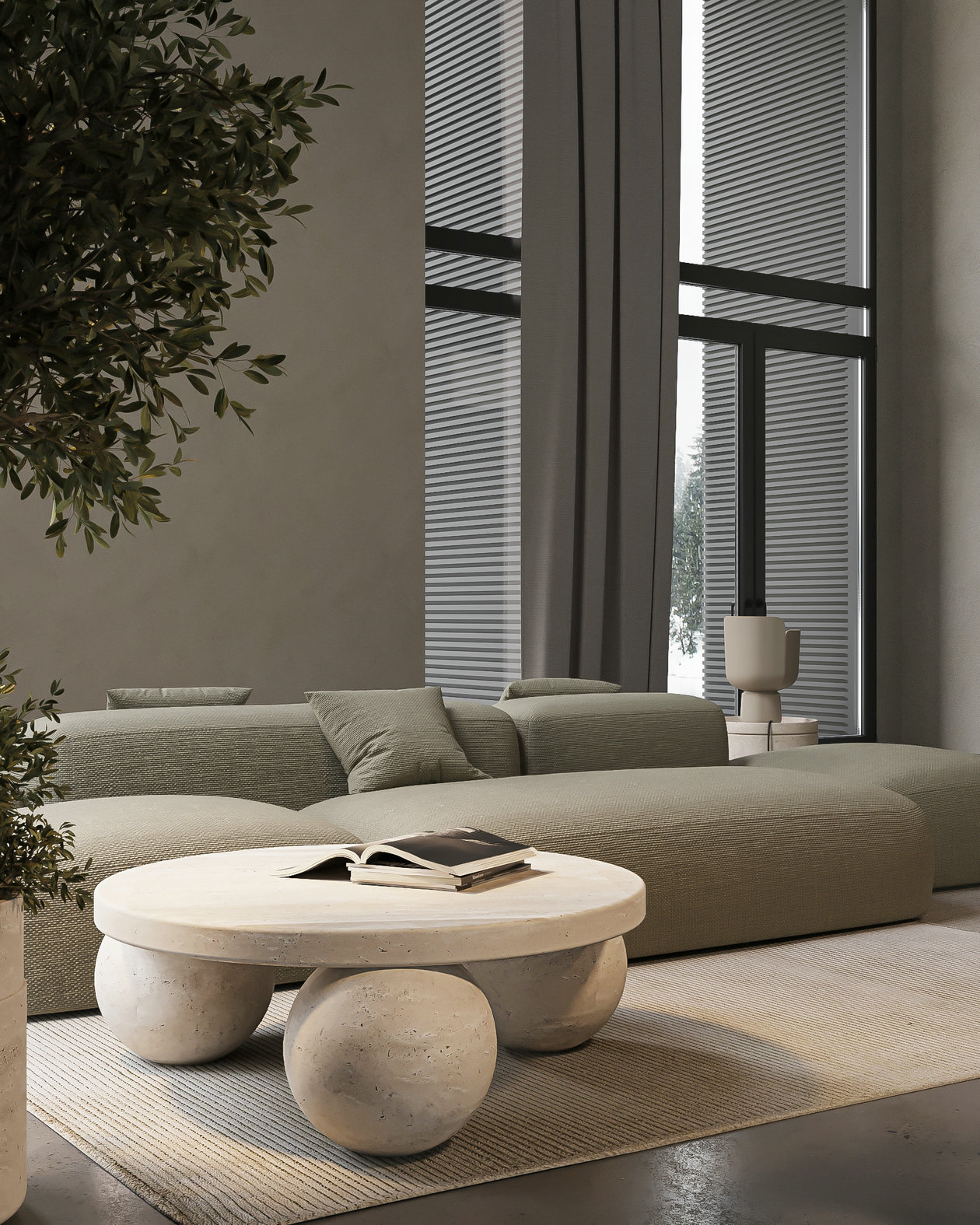 水泥灰+绿色居住空间设计-0