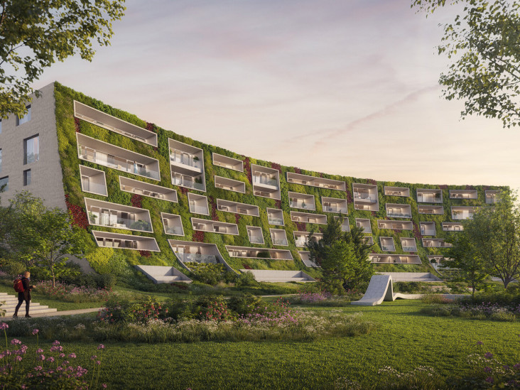 Дом с зеленой крышей и вековыми деревьями: экологичный проект MCxA Group-15