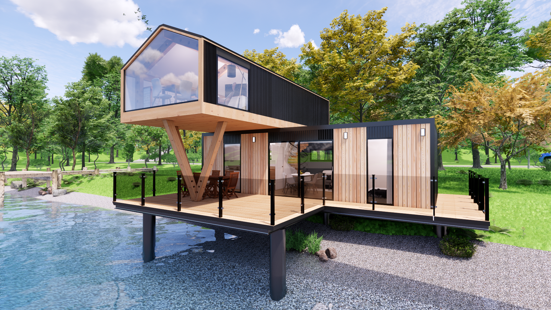 Combo K2 现代 2 层集装箱房-12