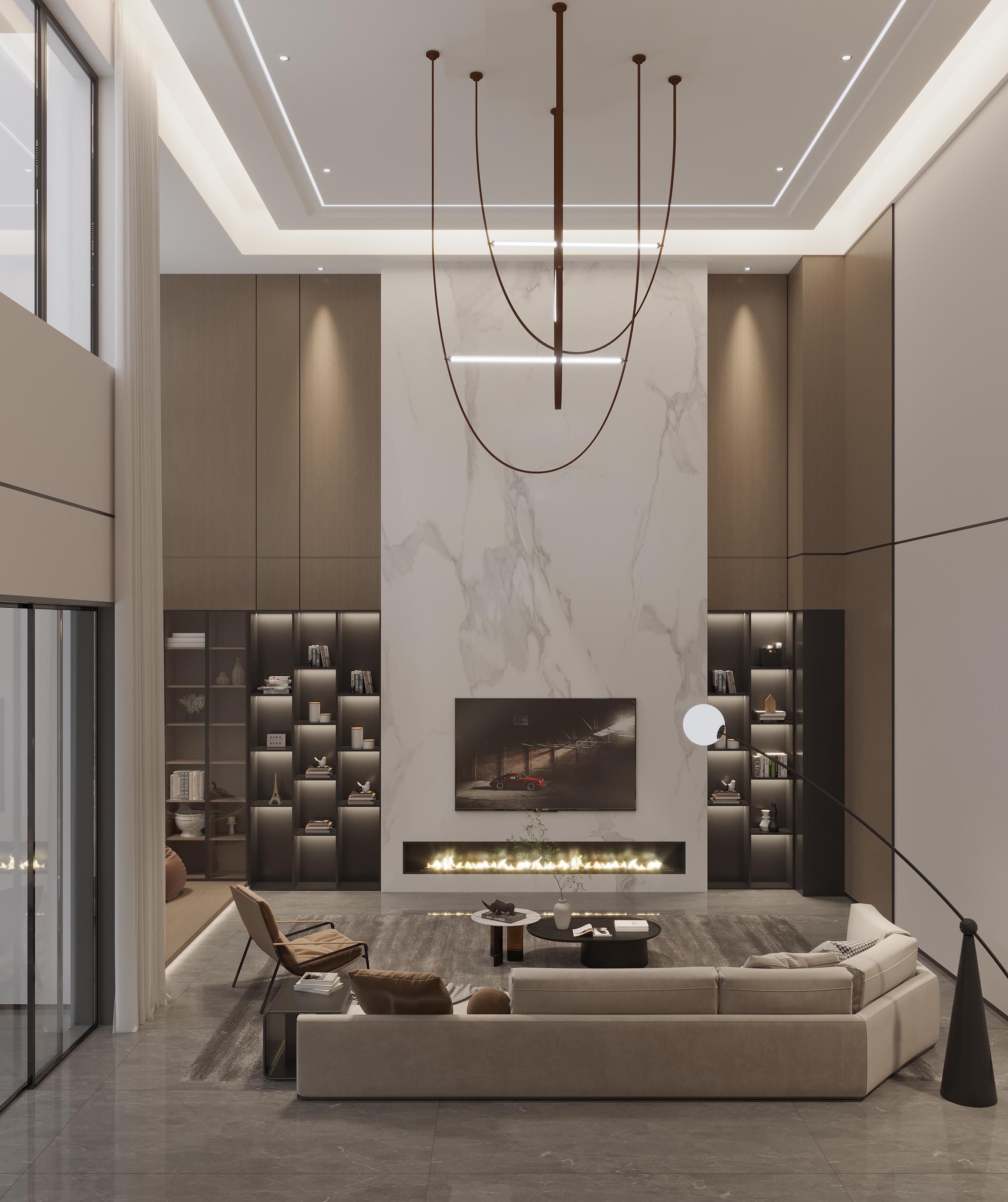 现代挑空别墅-怪兽效果图-2