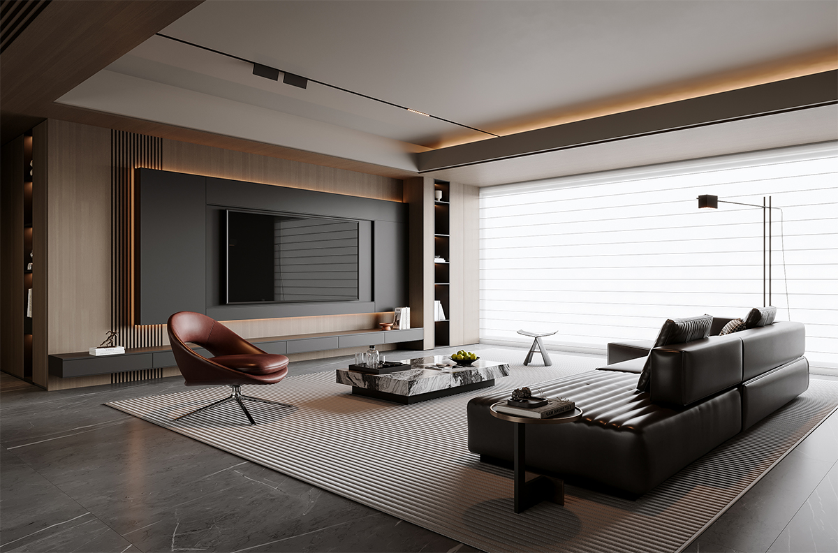 意式风格客厅效果图表现-5