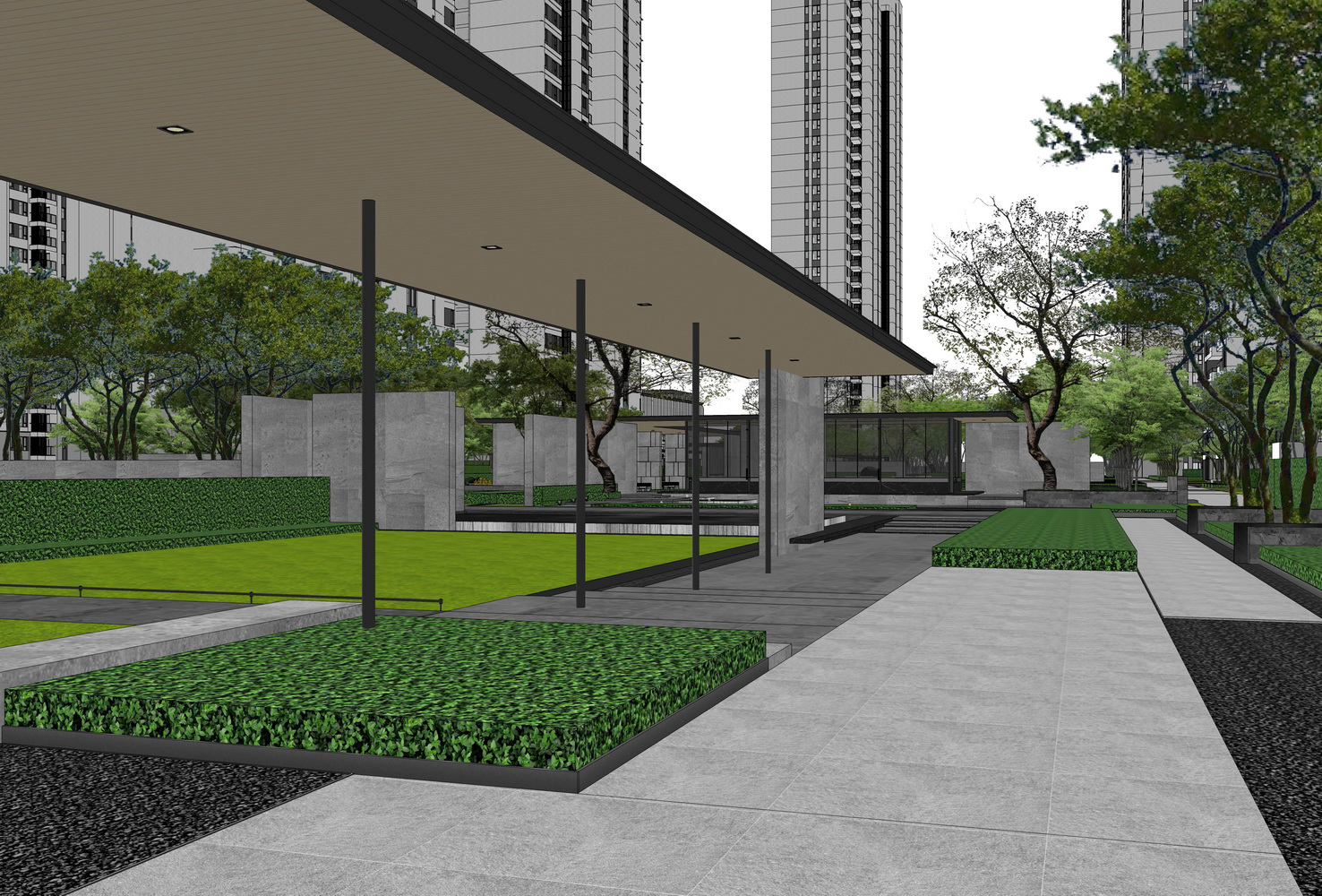 郑州永威金桥西棠大区景观SU模型-3