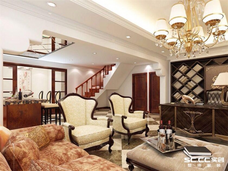 【上海实创装饰】锦绣逸庭273平别墅欧式风格设计-4