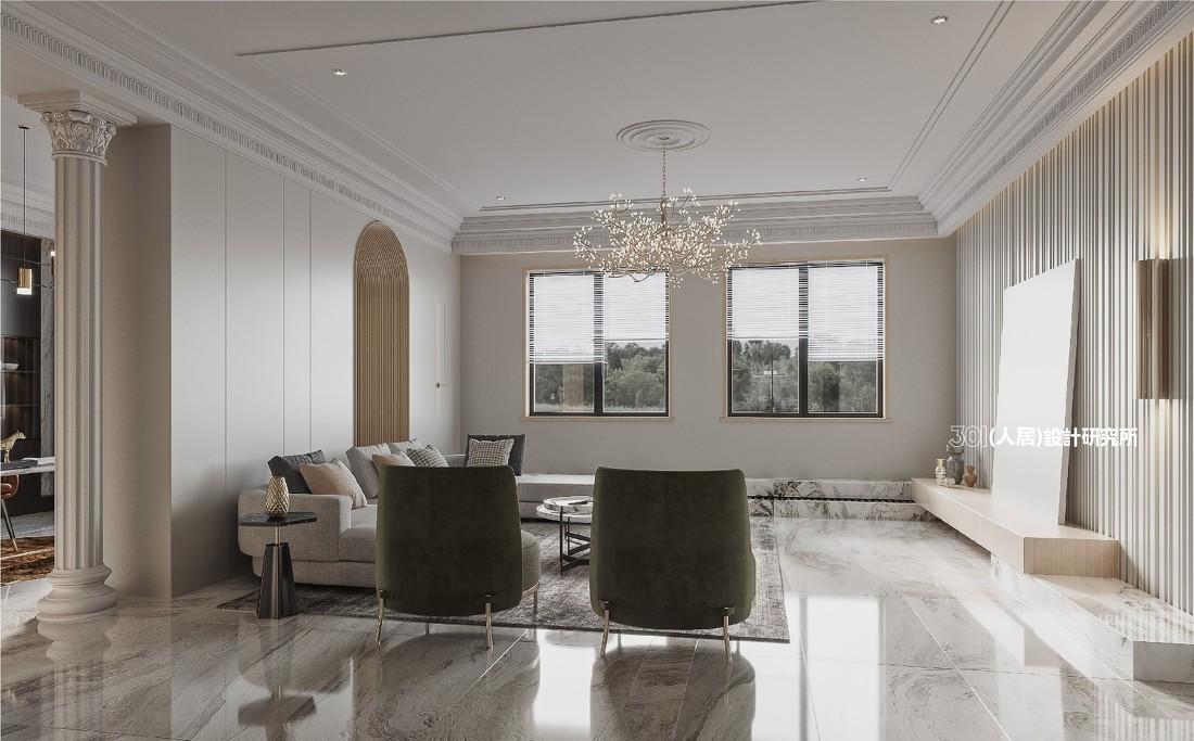轻奢混搭风 | 罗马柱与大理石的现代空间-0