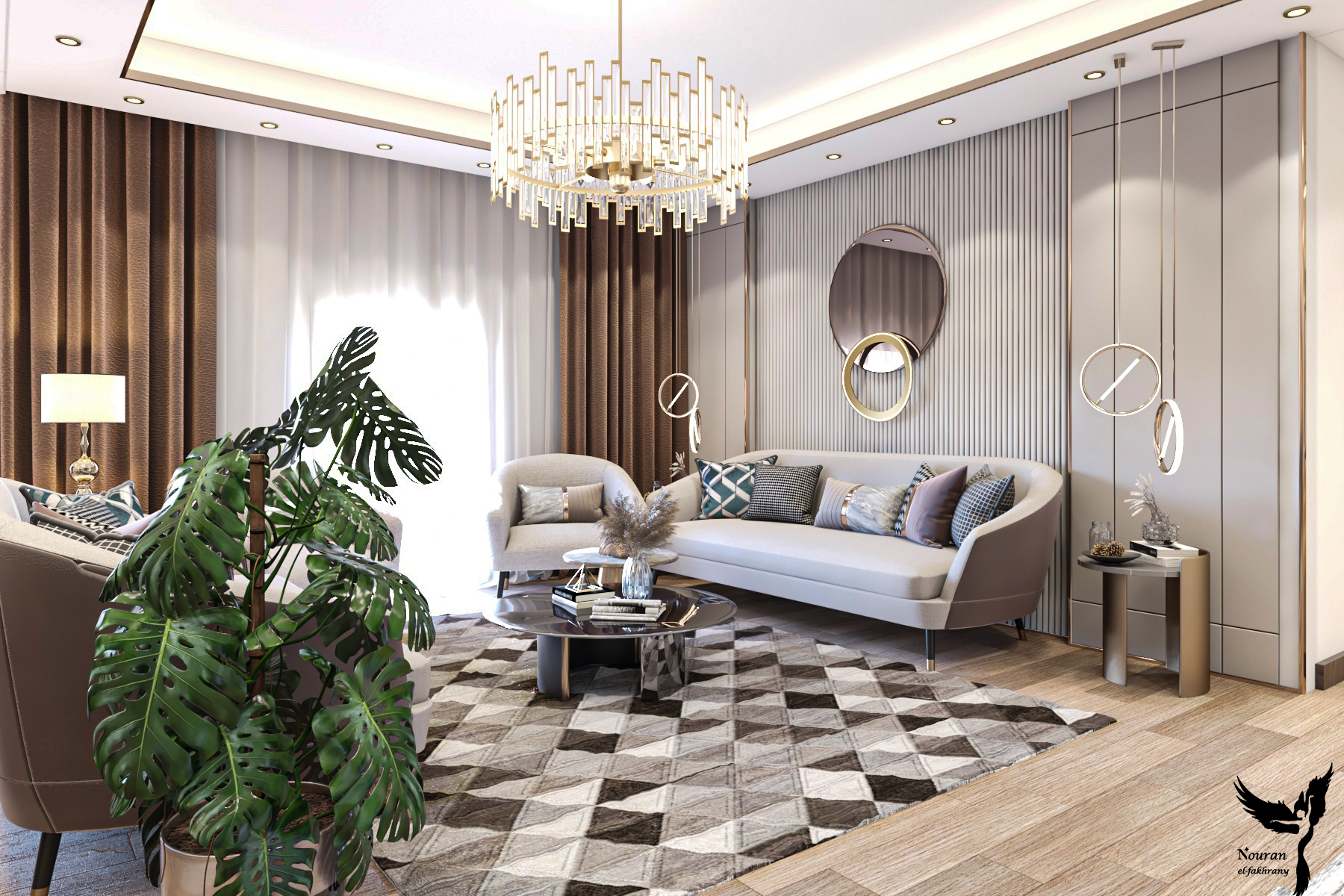 Dining and living room in an apartment in Cairo-3