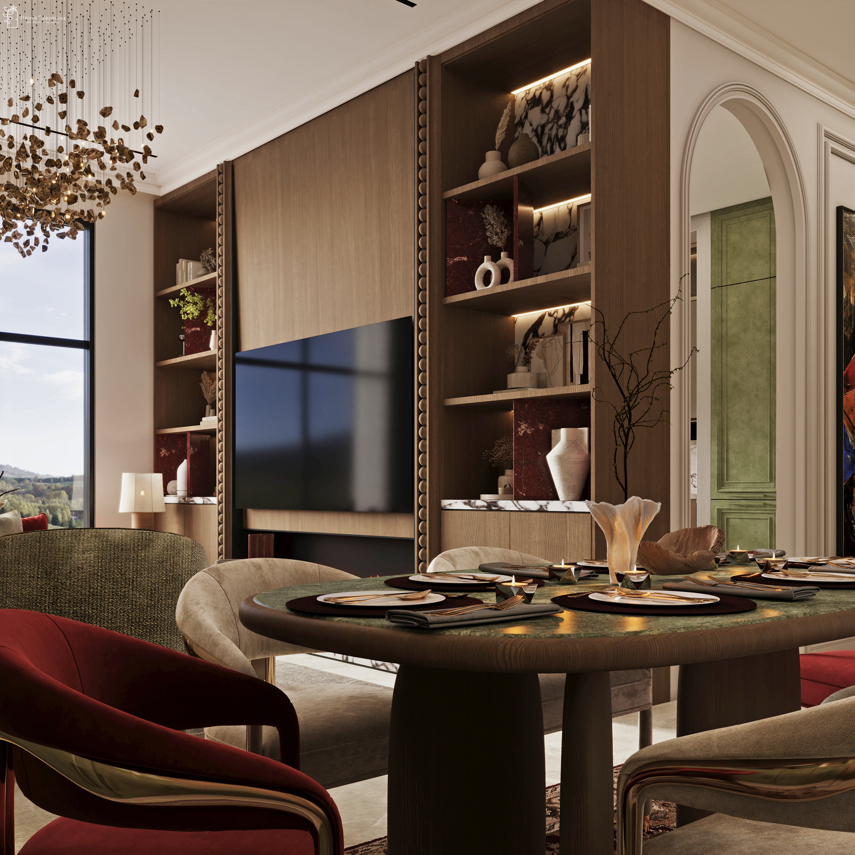 CRIMSON & GOLD: Eclectic Luxury Living-18