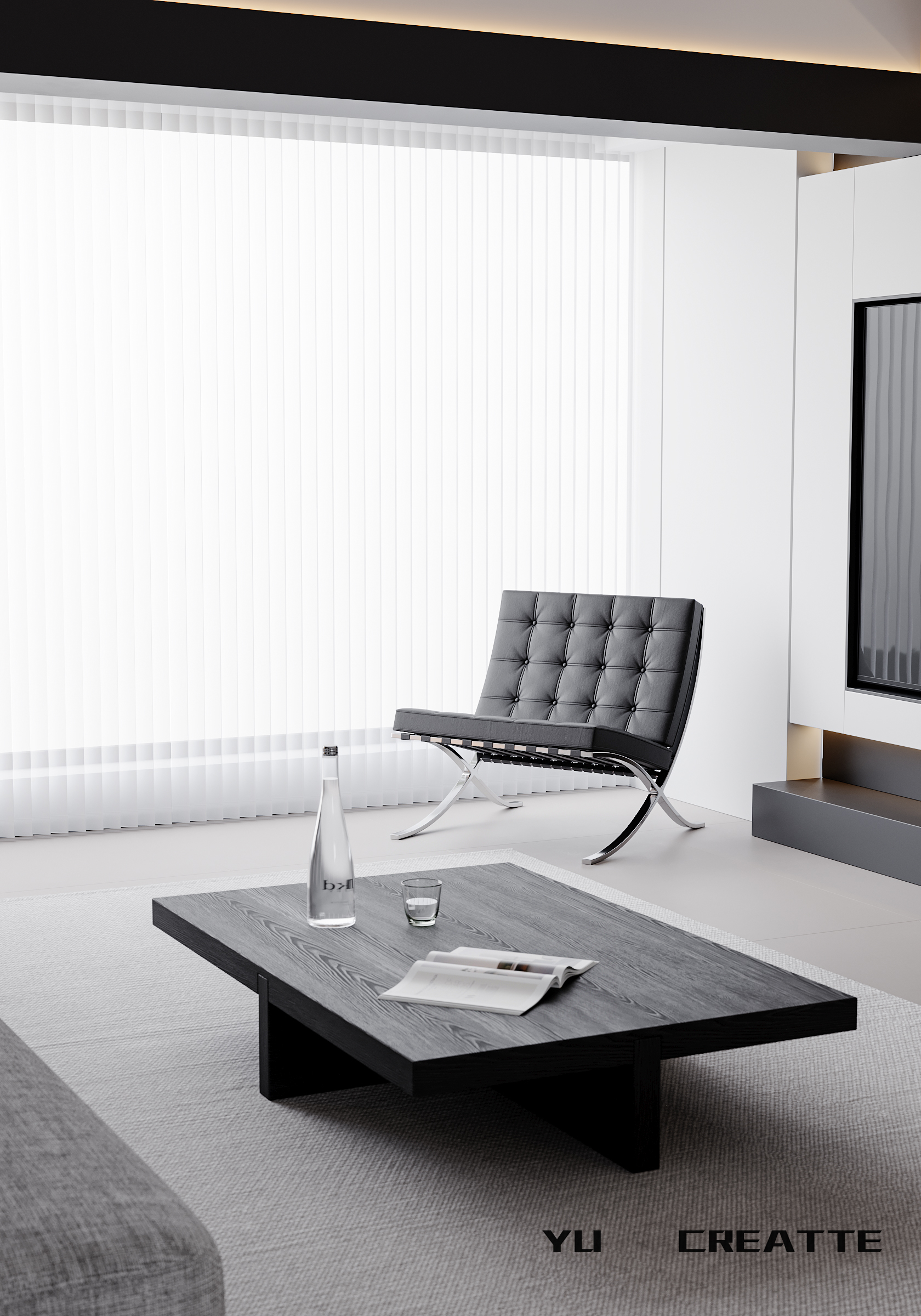 现代黑白灰极简客餐厅丨近期表现-0