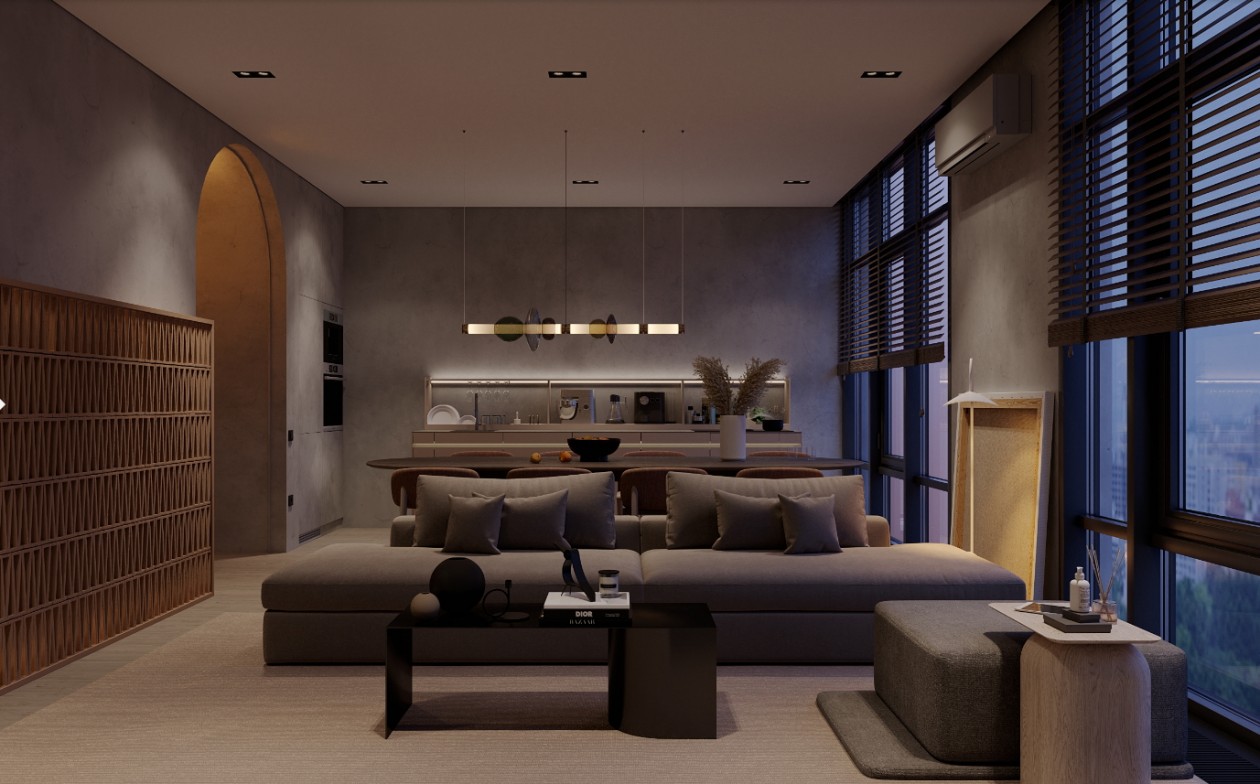 120 平北欧风暖色系日景夜景设计案例-15