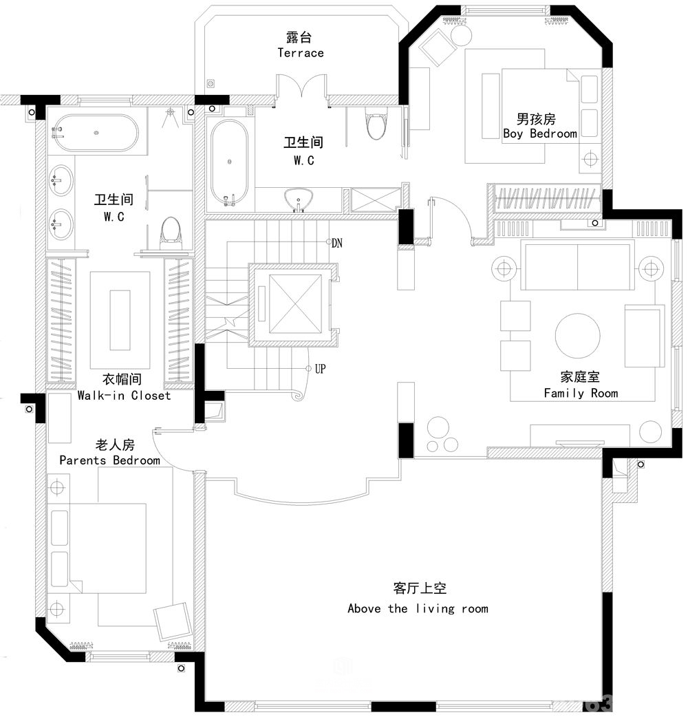 叶迹设计  重庆德旭翡翠御园B1样板间 英式贵族格调-16