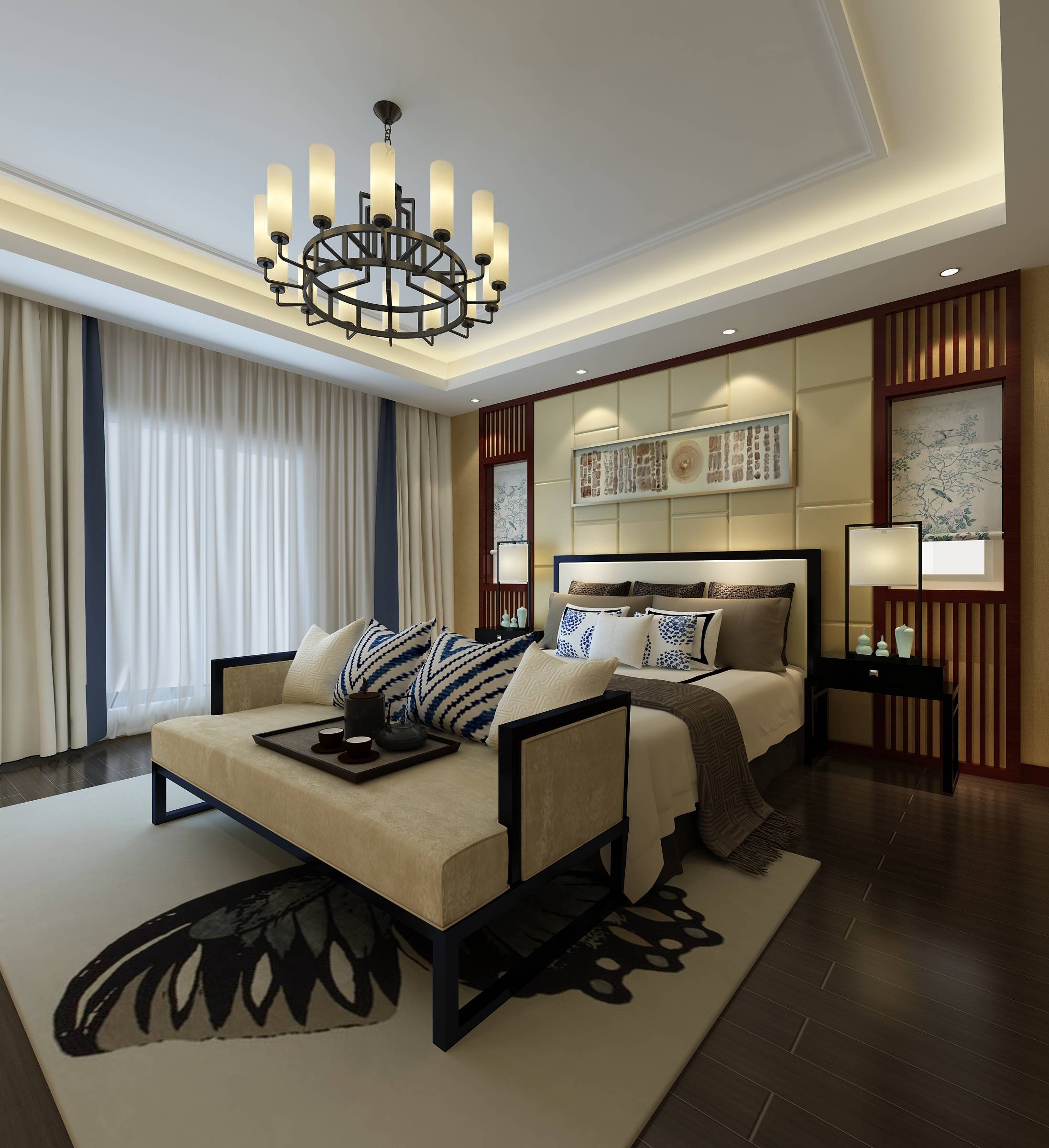 新中式 中式古典 奢华家装别墅样板房-8-37