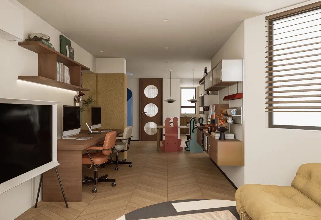 假设概念|《旋境》132㎡中古包斯豪复式，用色彩碰撞高级的艺术-7