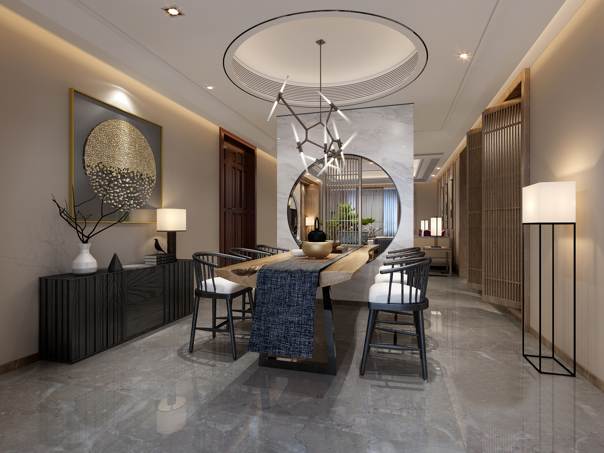 新中式 中式古典 奢华家装别墅样板房-9-36