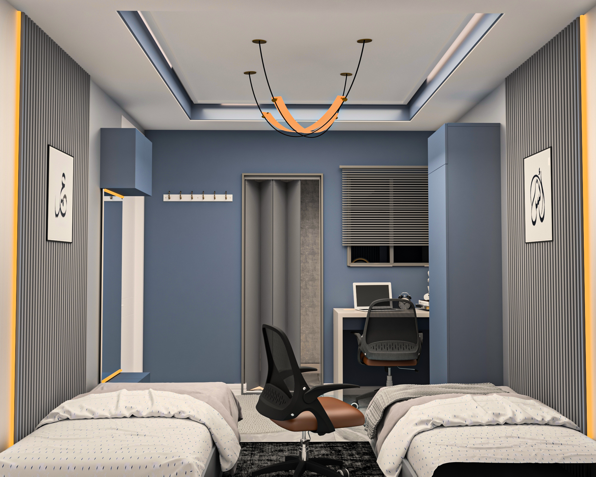 男孩女孩卧室现代室内设计-4