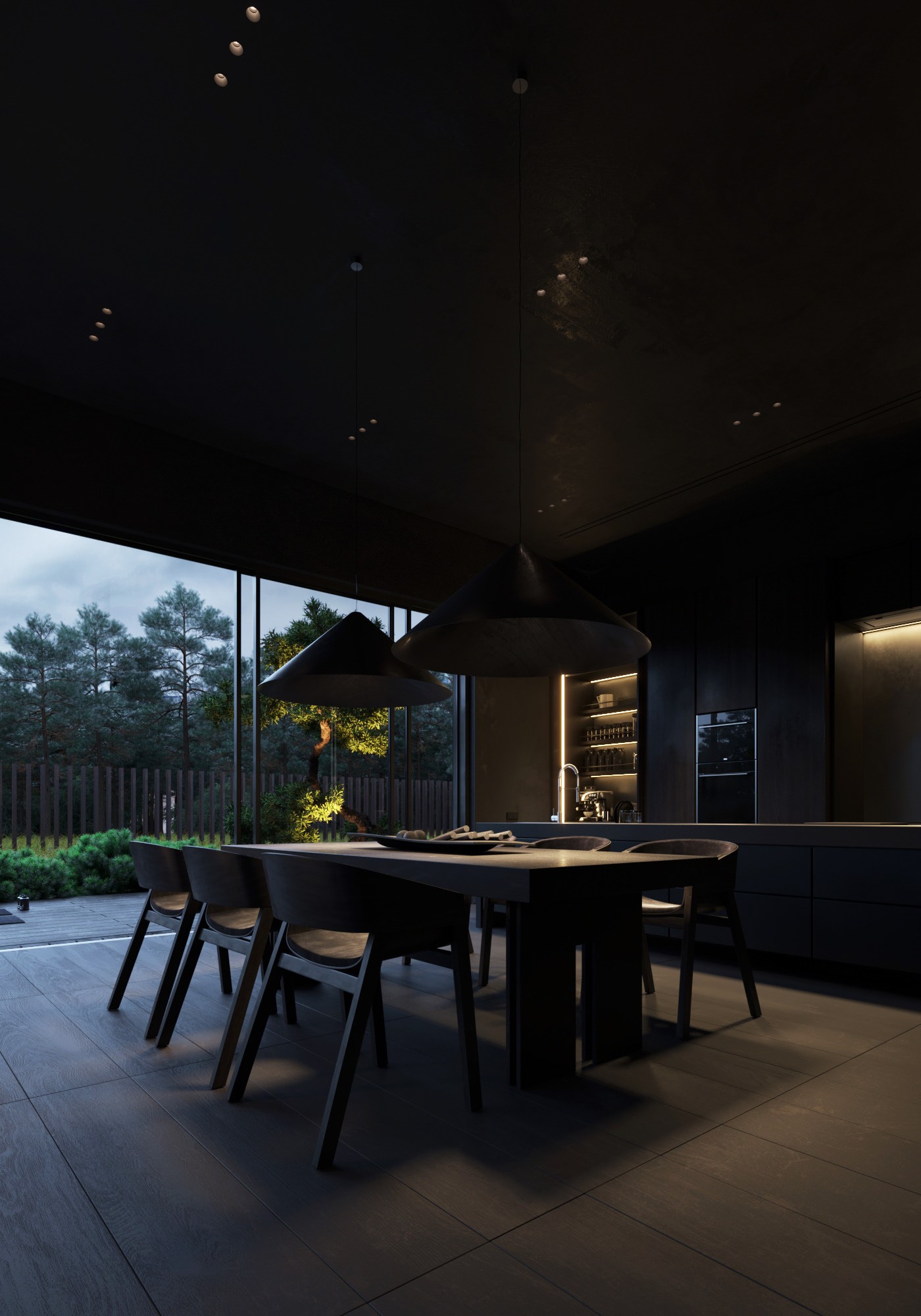 高级黑 极简别墅设计！-11