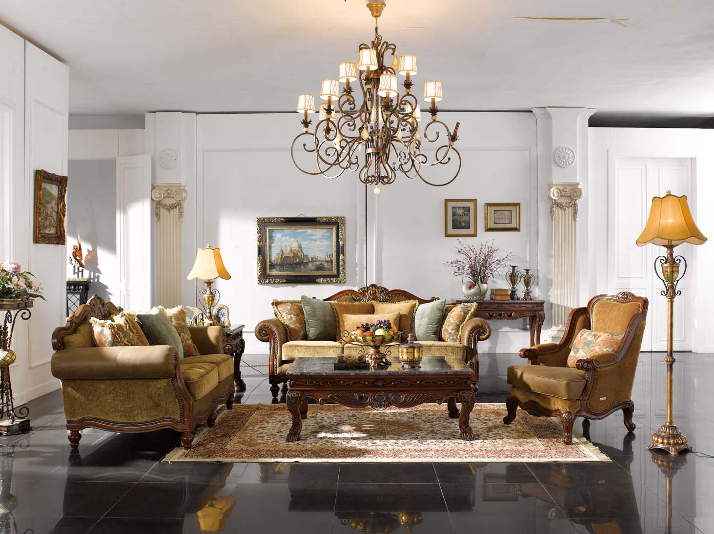 高清古典美式风格 卧室客厅餐厅书房家具场景图片素材-2-27