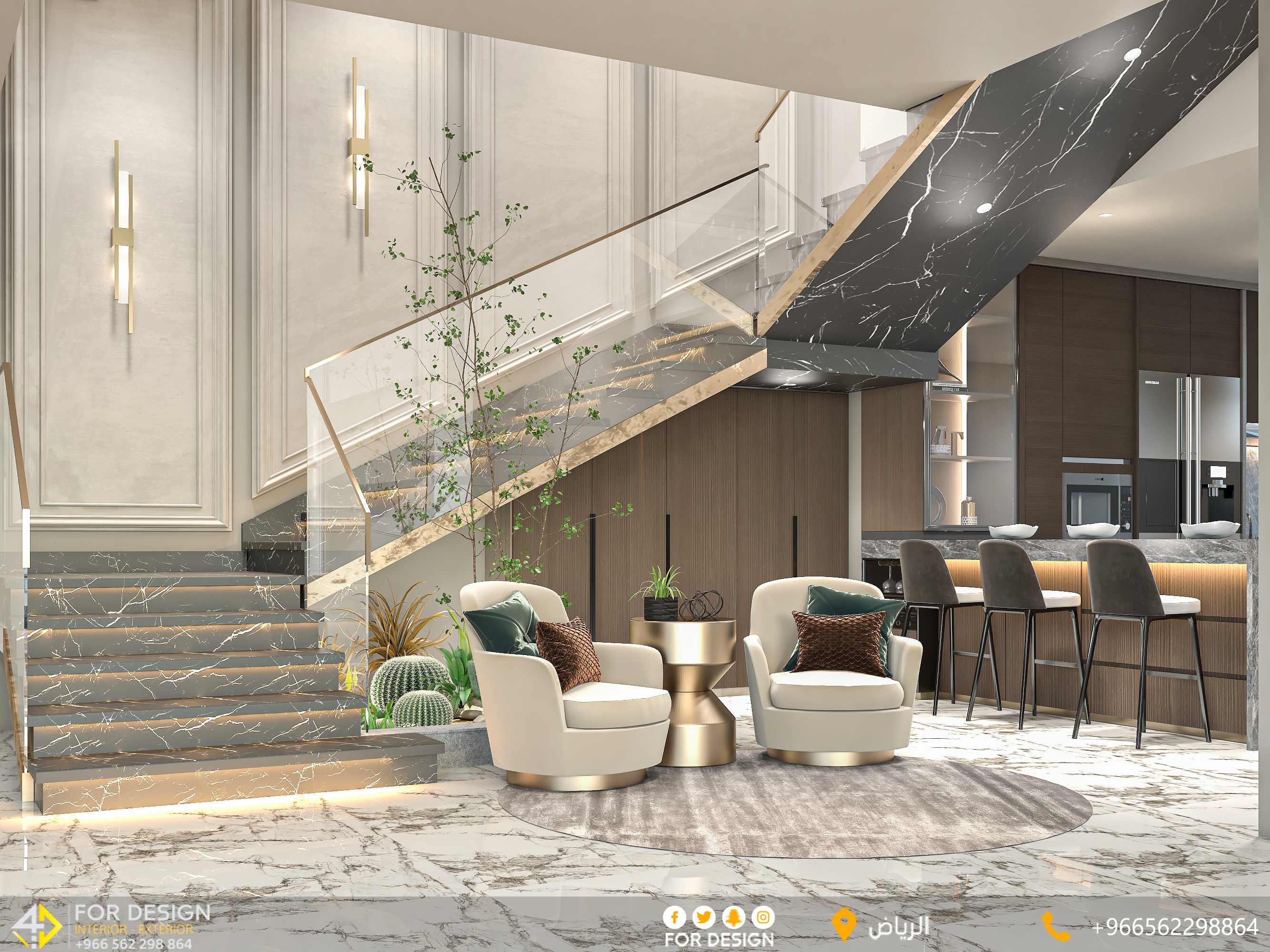 Luxury living room design in villa in KSA-2