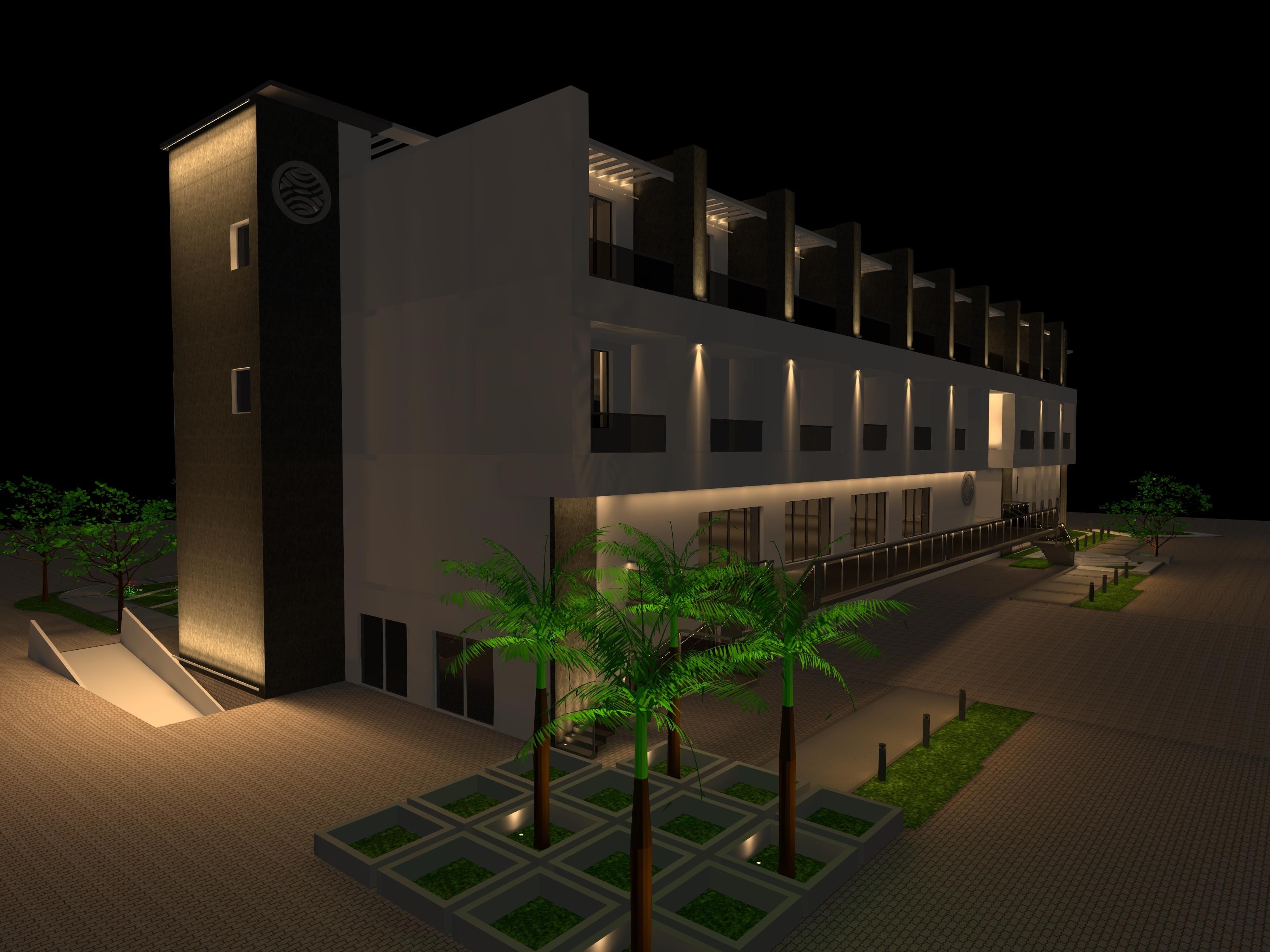 Aroma 1 - Main Building Hotel Facade Lighting Design-11