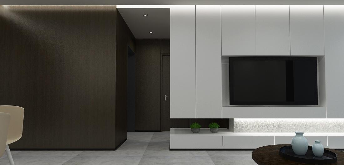 悬空电视柜打造轻盈美感,开放式厨房提升空间互动-2