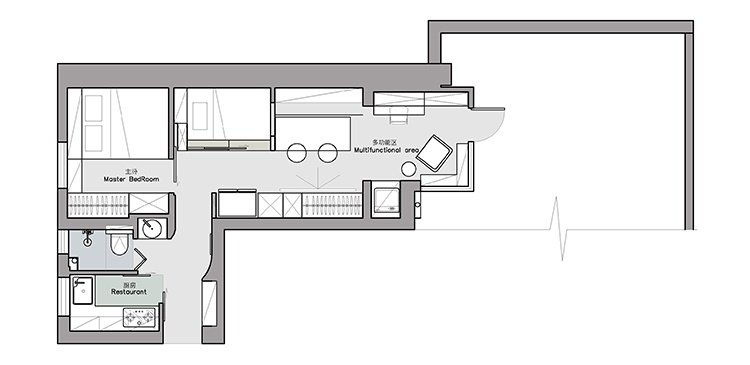 【久栖设计】利用曲线+原木，38㎡小户型爆改两居还能这么有乐趣。-20