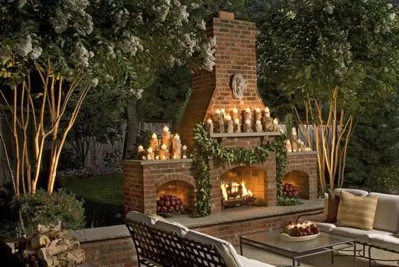冬日里的温暖庭院壁炉设计-92
