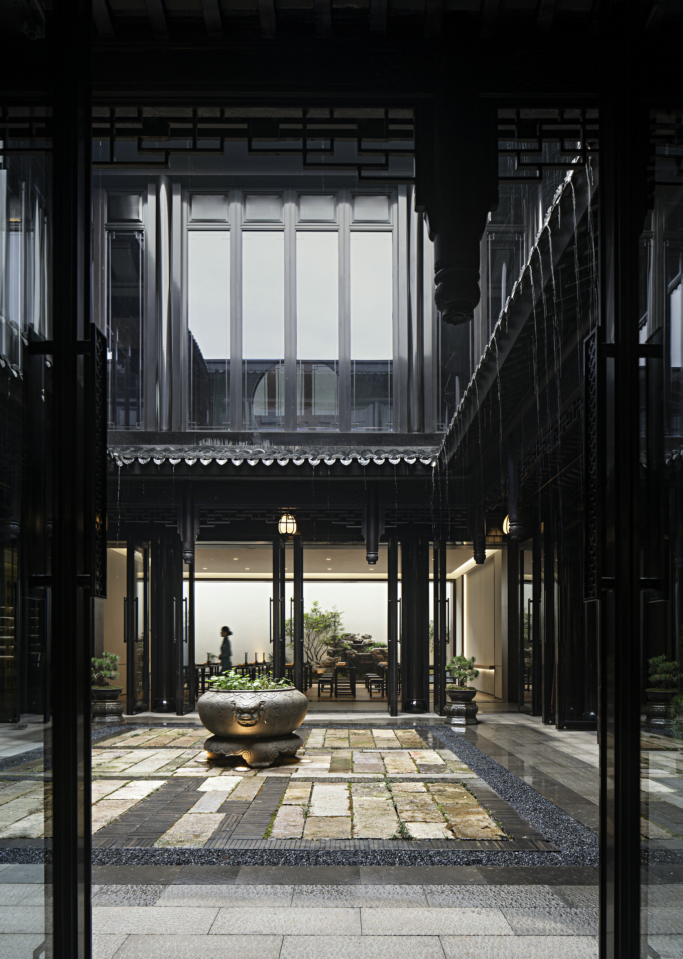 盘石设计 | 吴文粒:1745㎡绝美中式庭院,一帘诗意、四水归情!-13