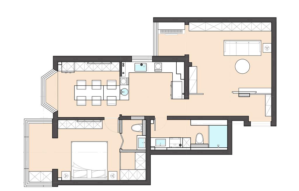76㎡纯黑现代工业风住宅设计-12