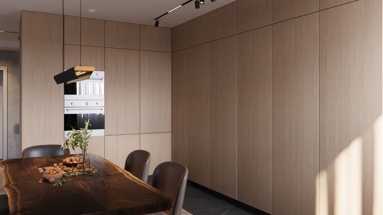 高级灰+原木 经典的自然生态材料和明快的家具相结合-7