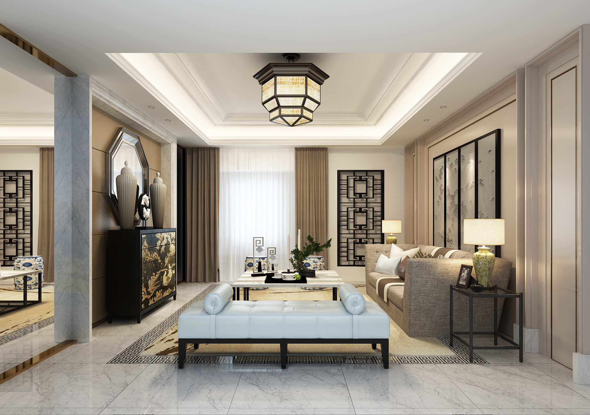 新中式 中式古典 奢华家装别墅样板房-13-33