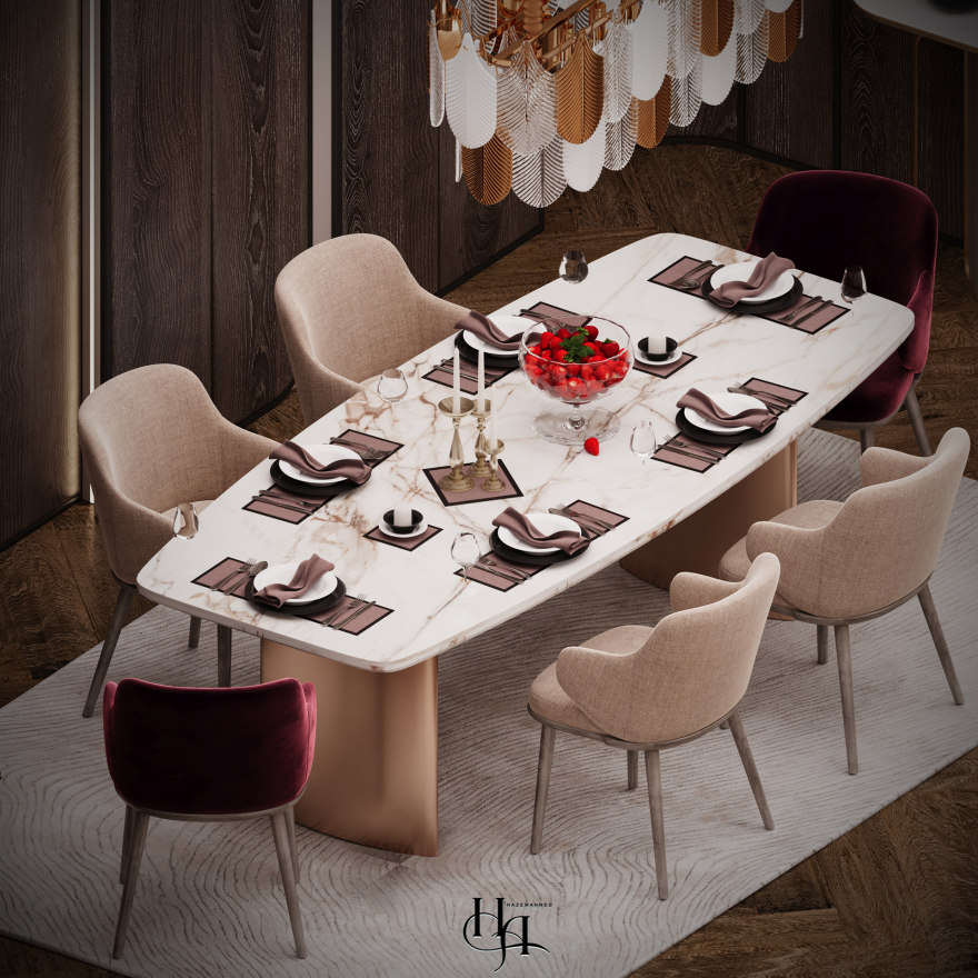 Living & Dining room室内设计丨Hazem Ahmed-9
