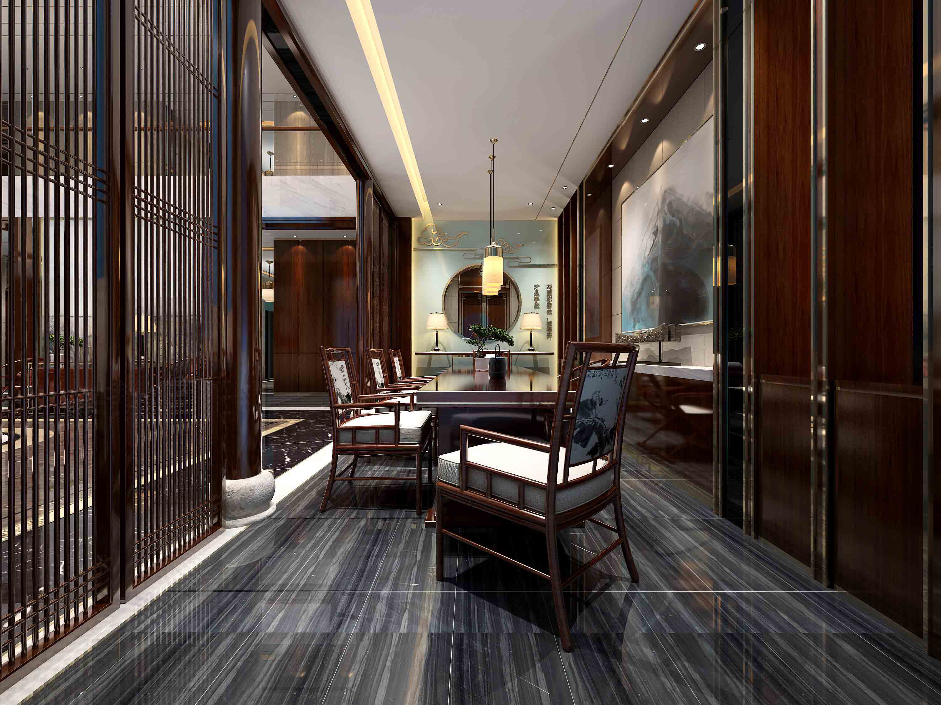 新中式 中式古典 奢华家装别墅样板房-12-31