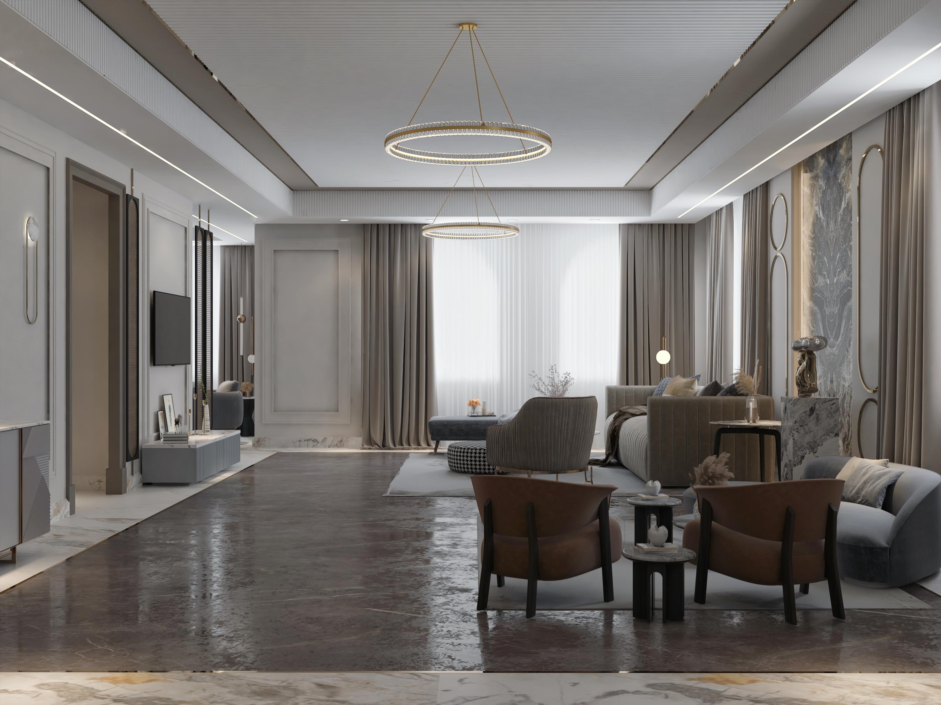 Mountain view villa | Reception with entrance-8