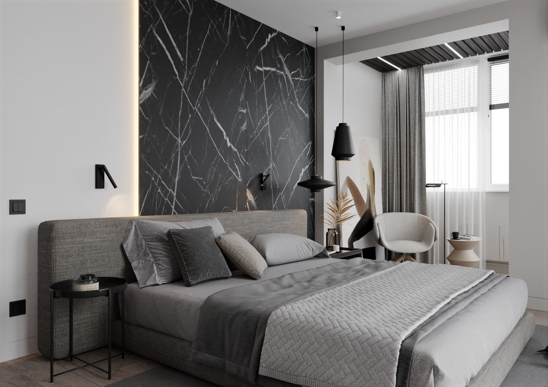 年轻家庭的单色空间公寓设计-4