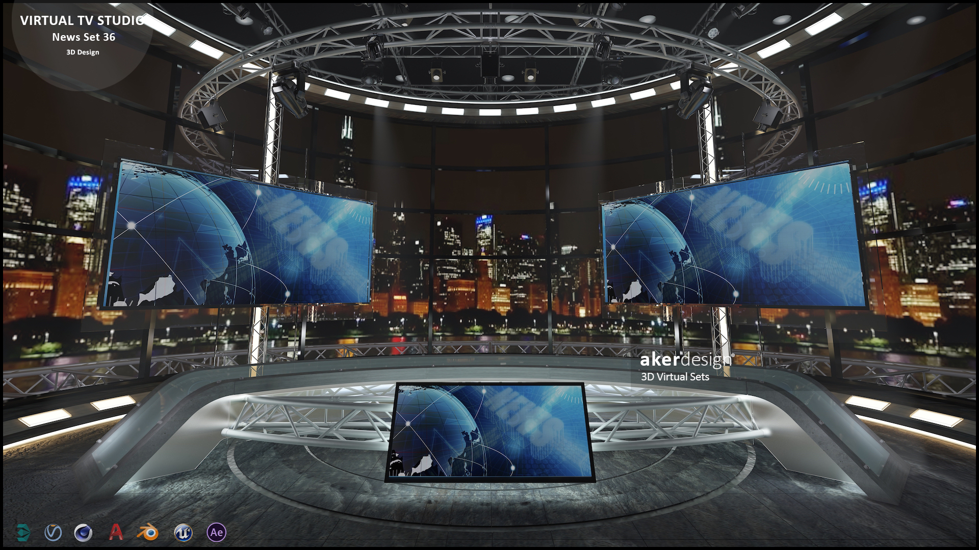 虚拟电视演播室新闻场景 36-0