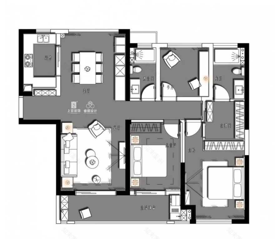 现代简约星河国际平层,卡布奇诺般的空间魅力-9
