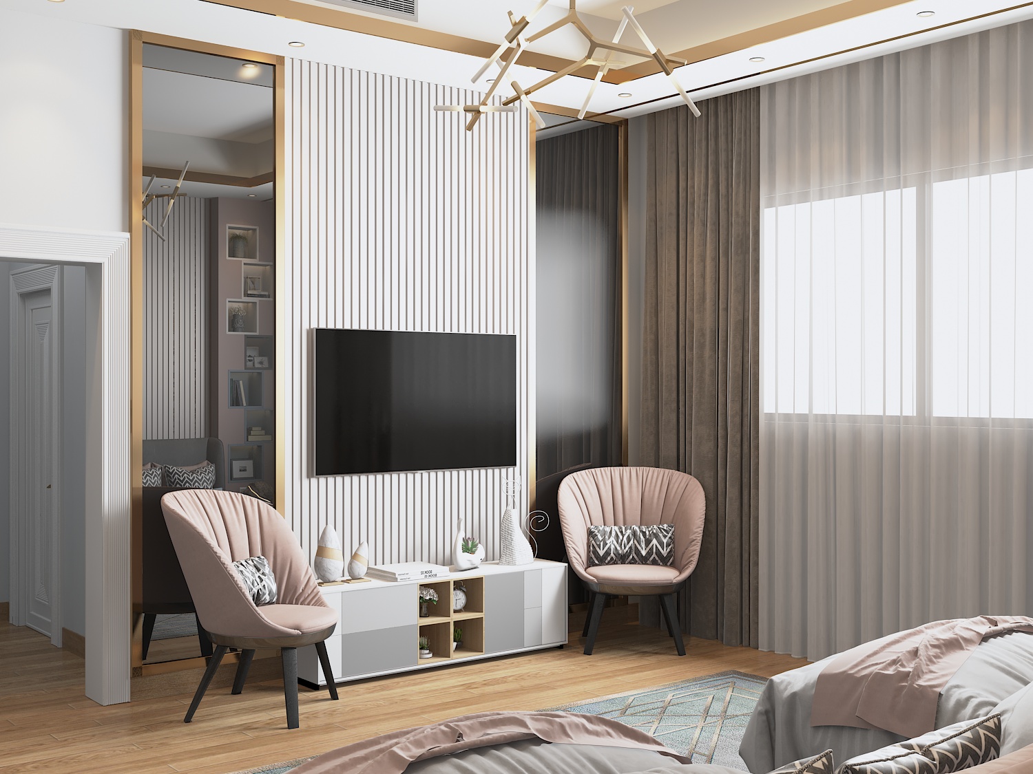 Girls Bedroom With Dressing and Study Space-2