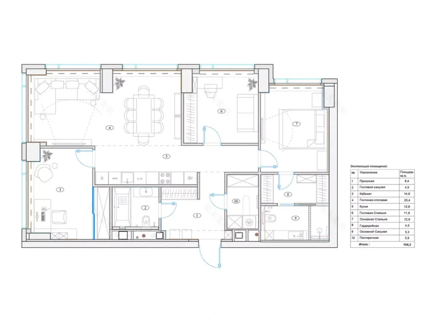 莫斯科“Небо”小区105平公寓设计项目丨俄罗斯莫斯科丨Елена Лякина(叶莲娜·利亚金娜)-49