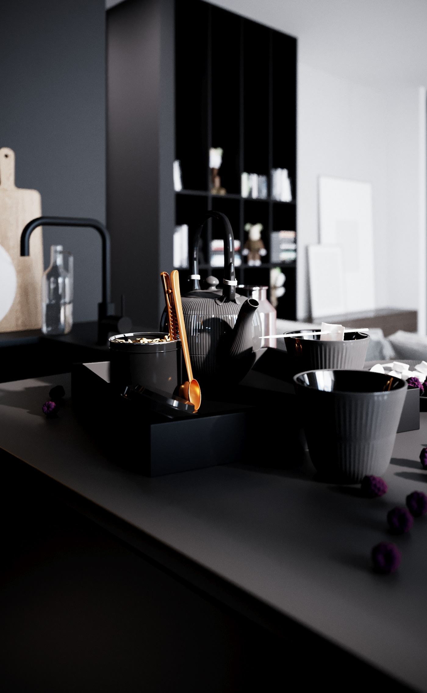 高级黑色系公寓设计 细节超多！-9