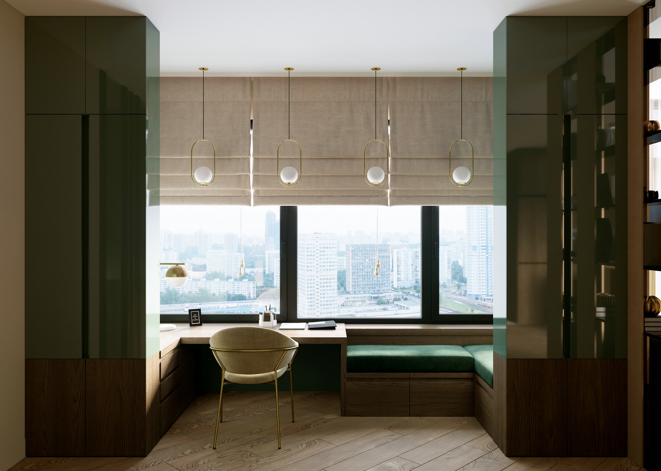 现代轻奢绿色公寓，极简之境的国外小户型设计-8