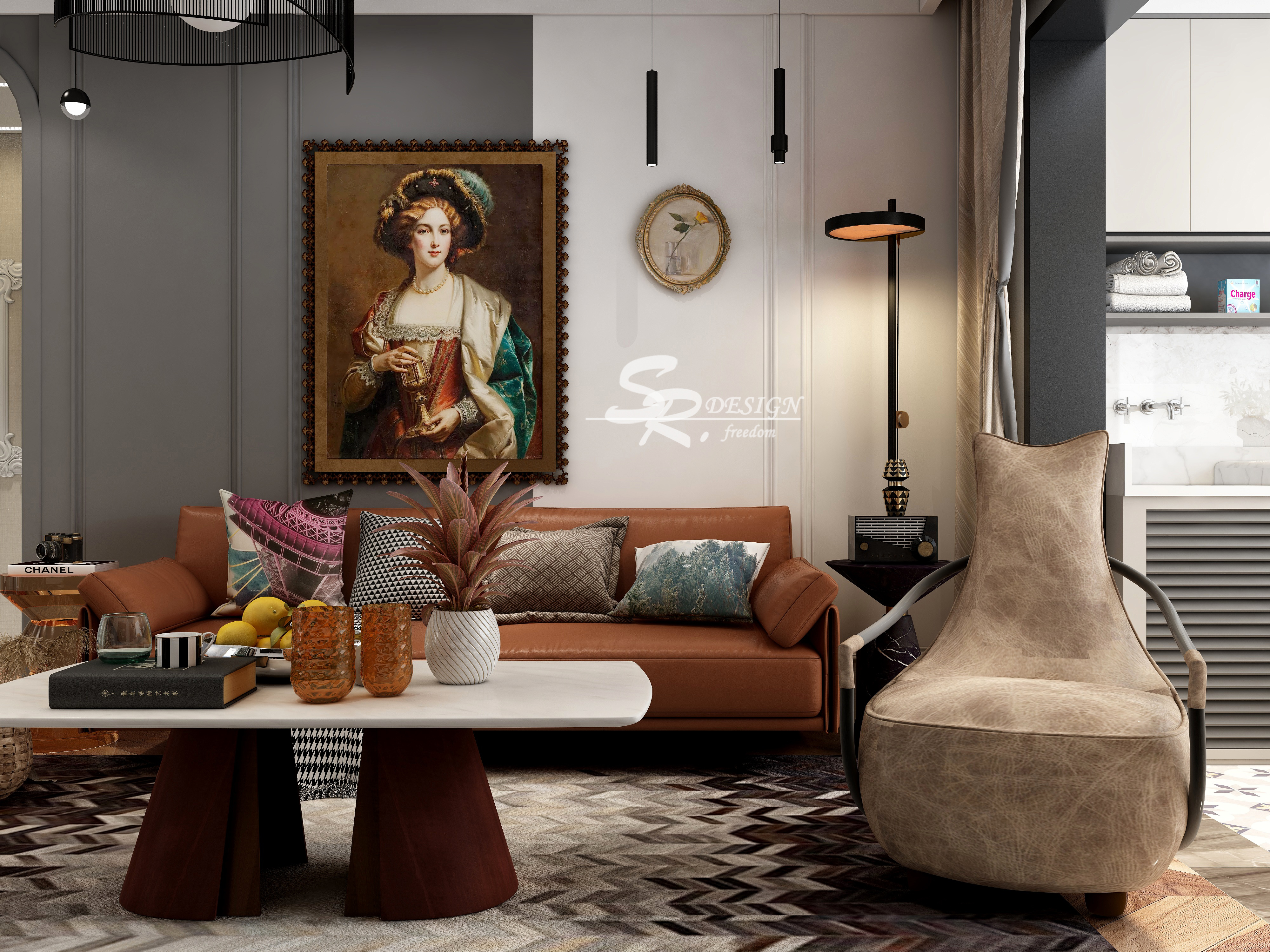 现代复古混搭风 · 96 平花繁设计样板间-15