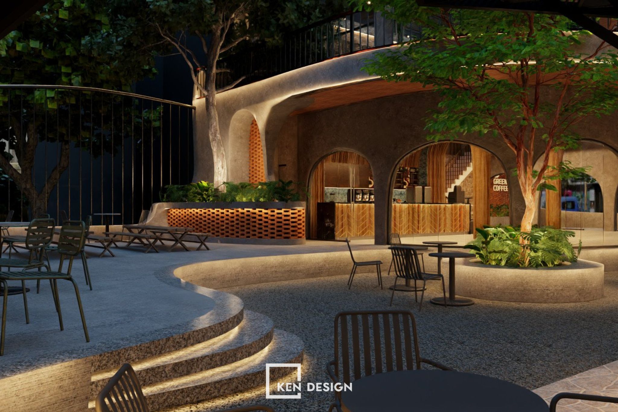 Green Coffee咖啡馆设计丨越南河内丨KenDesign-5