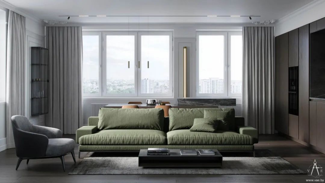 明斯克 LCD“Mayak”90㎡现代雅居,绿色木色添温馨-4