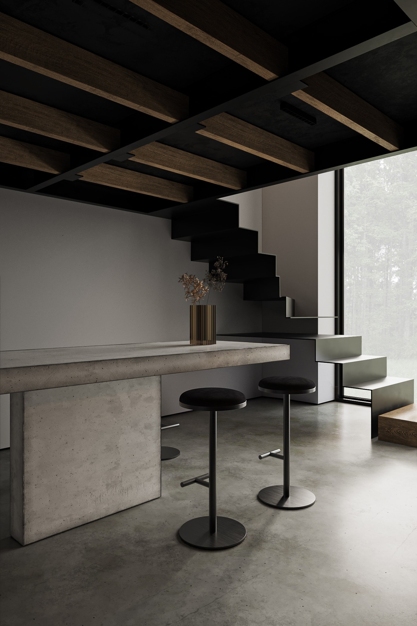 100㎡黑色系住宅设计 超有质感！-8