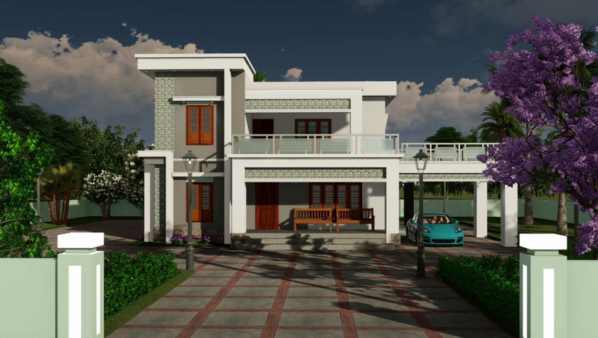 Villa With Landscape Architectural 3D Visual-3